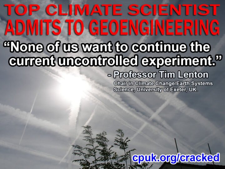 Top Climate Scientist Prof Tim Lenton Admits to Geoengineering