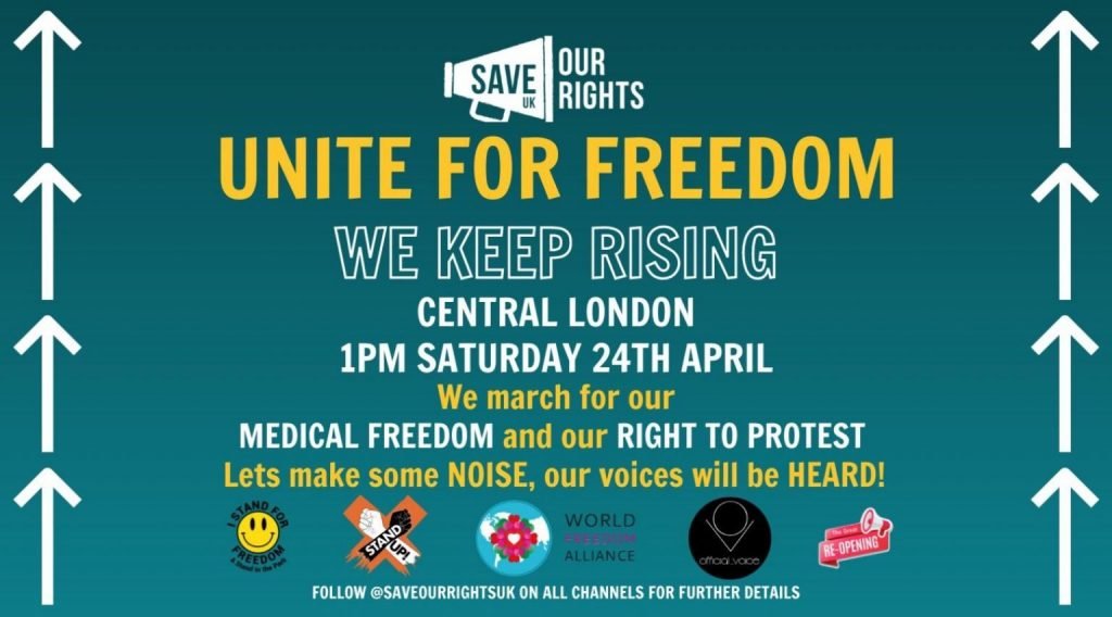 Unite For Freedom – April 24th – Central London – 1pm